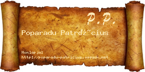 Poparadu Patrícius névjegykártya